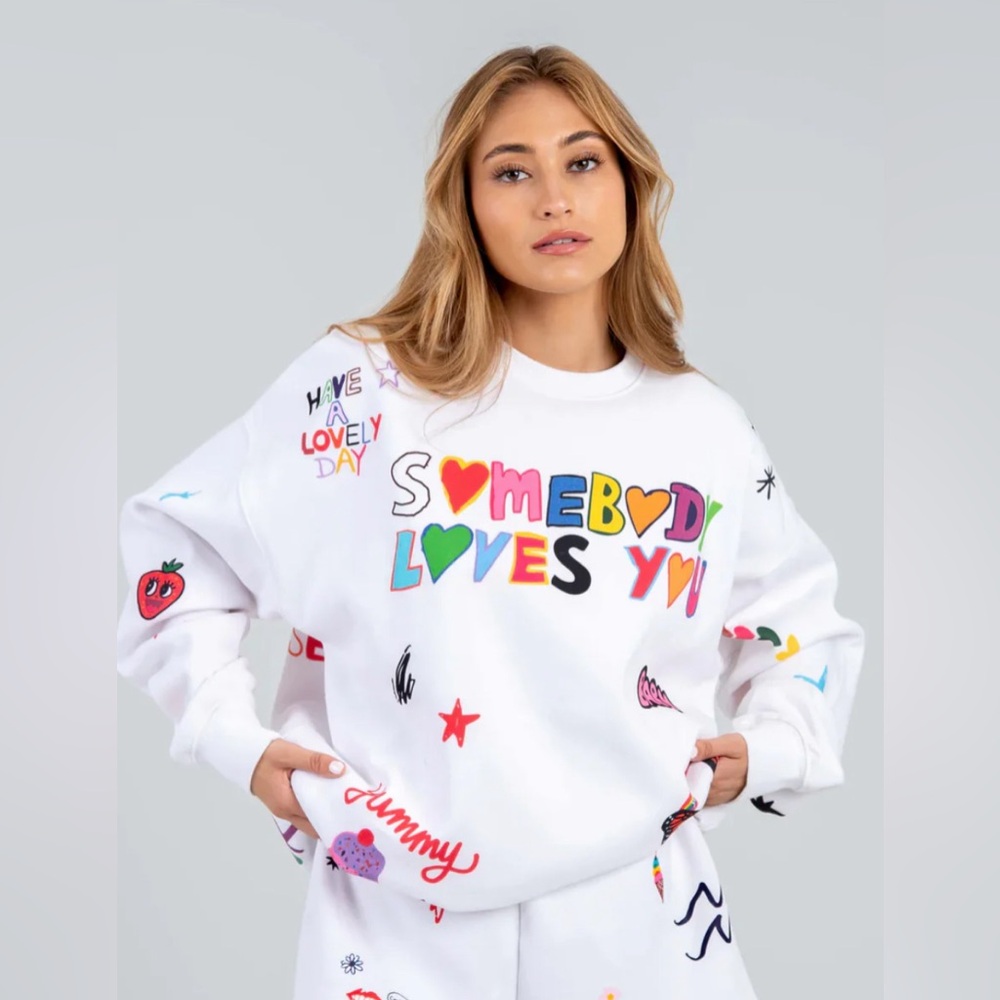 The Mayfair Group Somebody Loves You Crewneck Sweater All Over Print One Size
